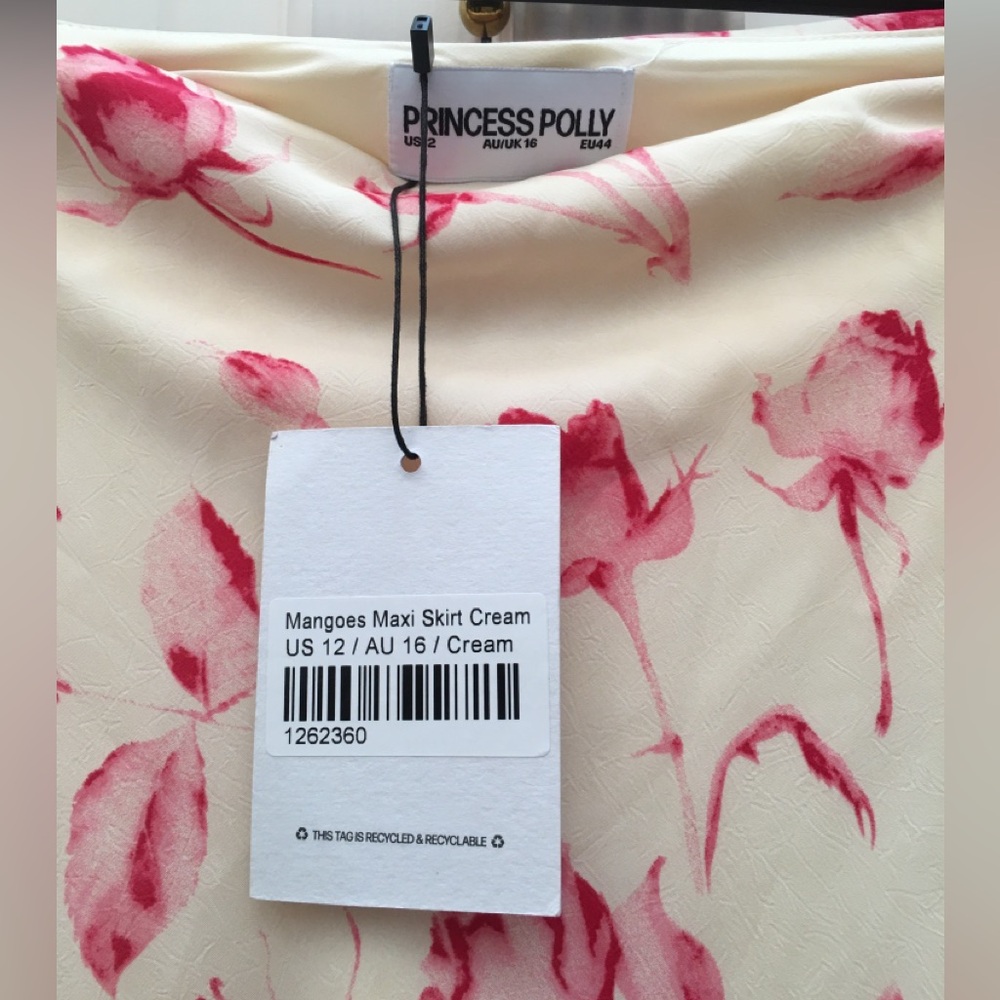 Princess Polly Mangoes Floral Print Cream Pink Maxi Long Skirt - Picture 3 of 12
